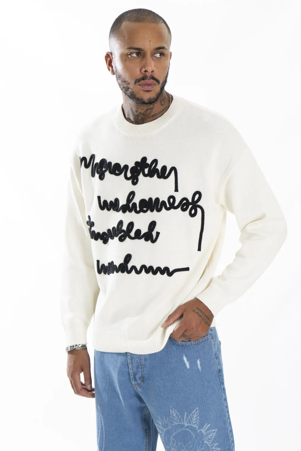 Maglione Uomo Con Scritte Girocollo Art. Mg109