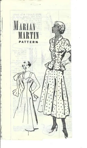 Marian Martin 9491 Mail Order Sundress Dress Jacket Vintage Sewing Pattern 1940s Unprinted