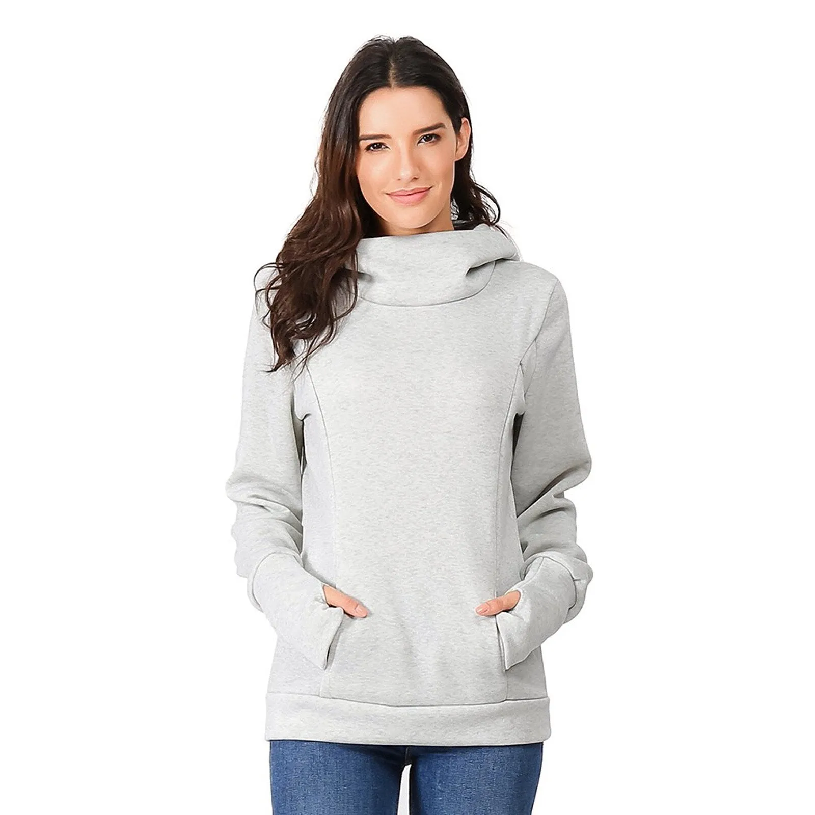 Maternity Sweatshirt Women Nursing Maternity Long Sleeves Hooded Breastfeeding Hoodie Pregnant Women Winter Hooded Sweatshirt