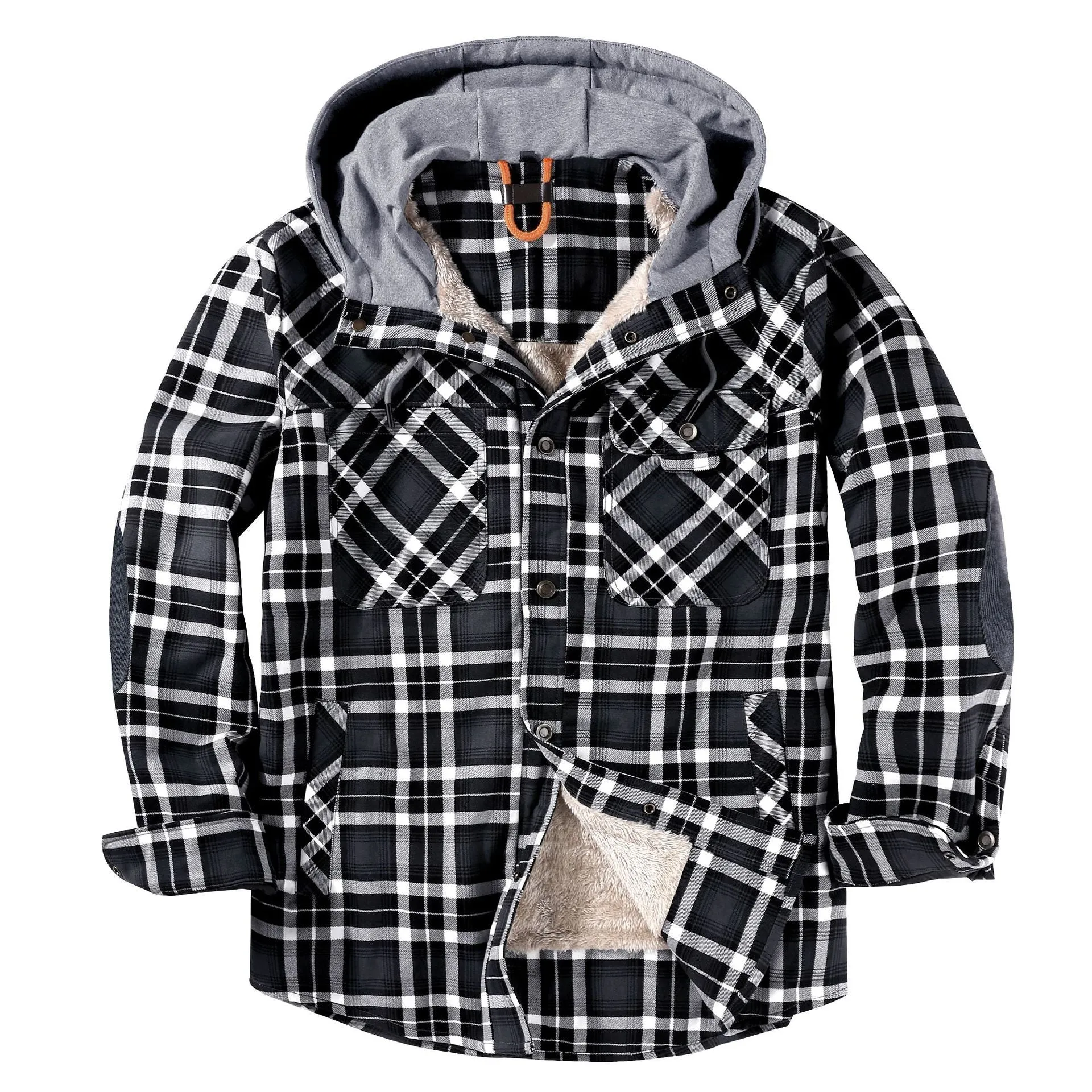 Men's Coat Jacket Casual Thicken Long Sleeve Plaid Shirt Jacket