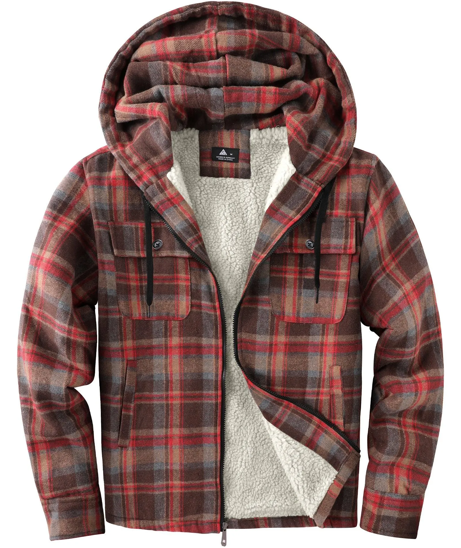 Men's full Zip Up Fleece Plaid Hoodie-ZPK006045