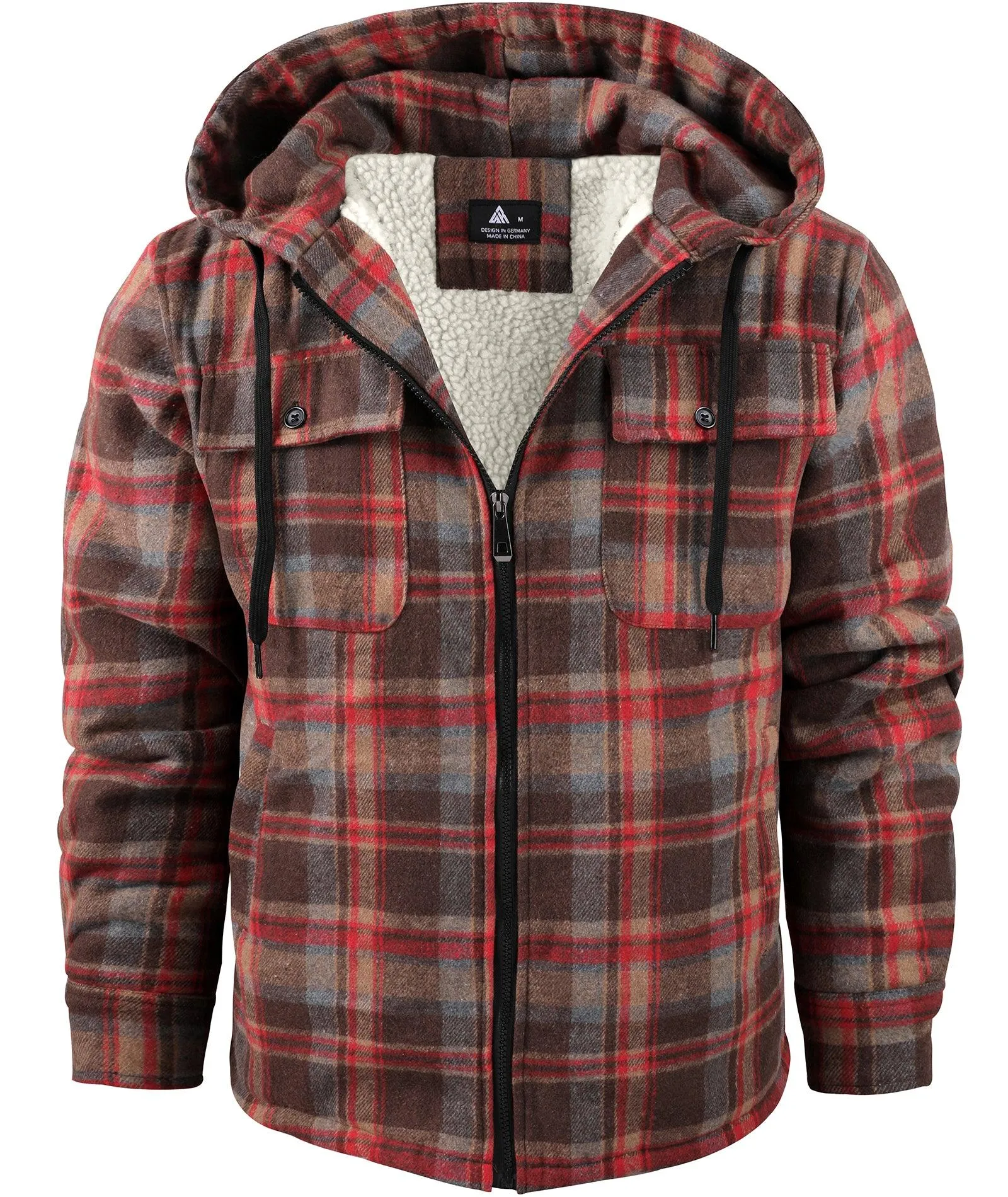 Men's full Zip Up Fleece Plaid Hoodie-ZPK006045