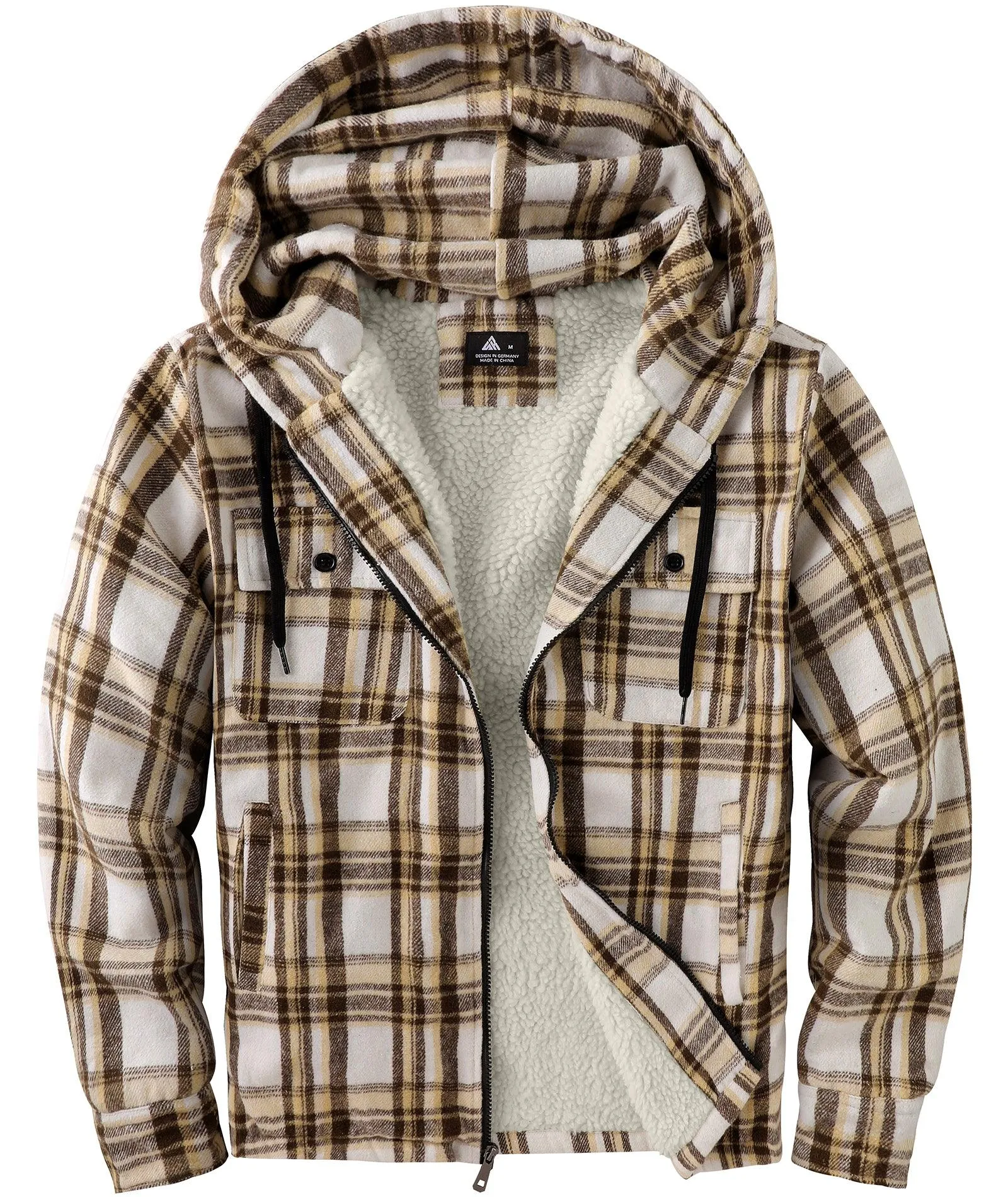 Men's full Zip Up Fleece Plaid Hoodie-ZPK006045