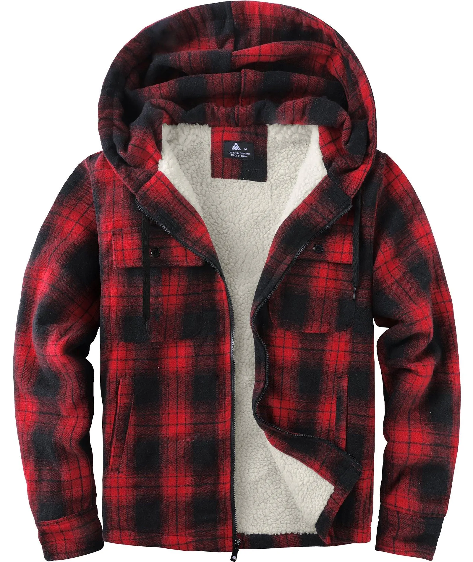 Men's full Zip Up Fleece Plaid Hoodie-ZPK006045