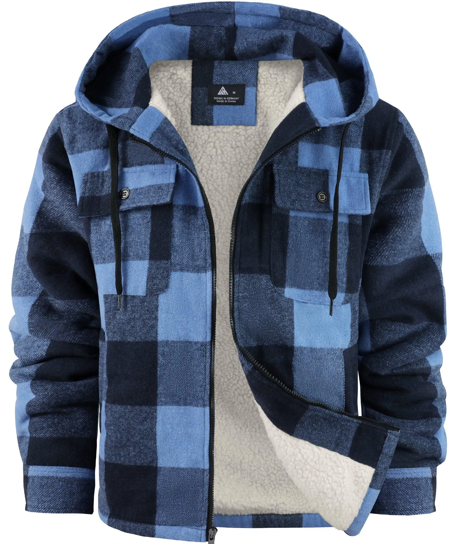 Men's full Zip Up Fleece Plaid Hoodie-ZPK006045