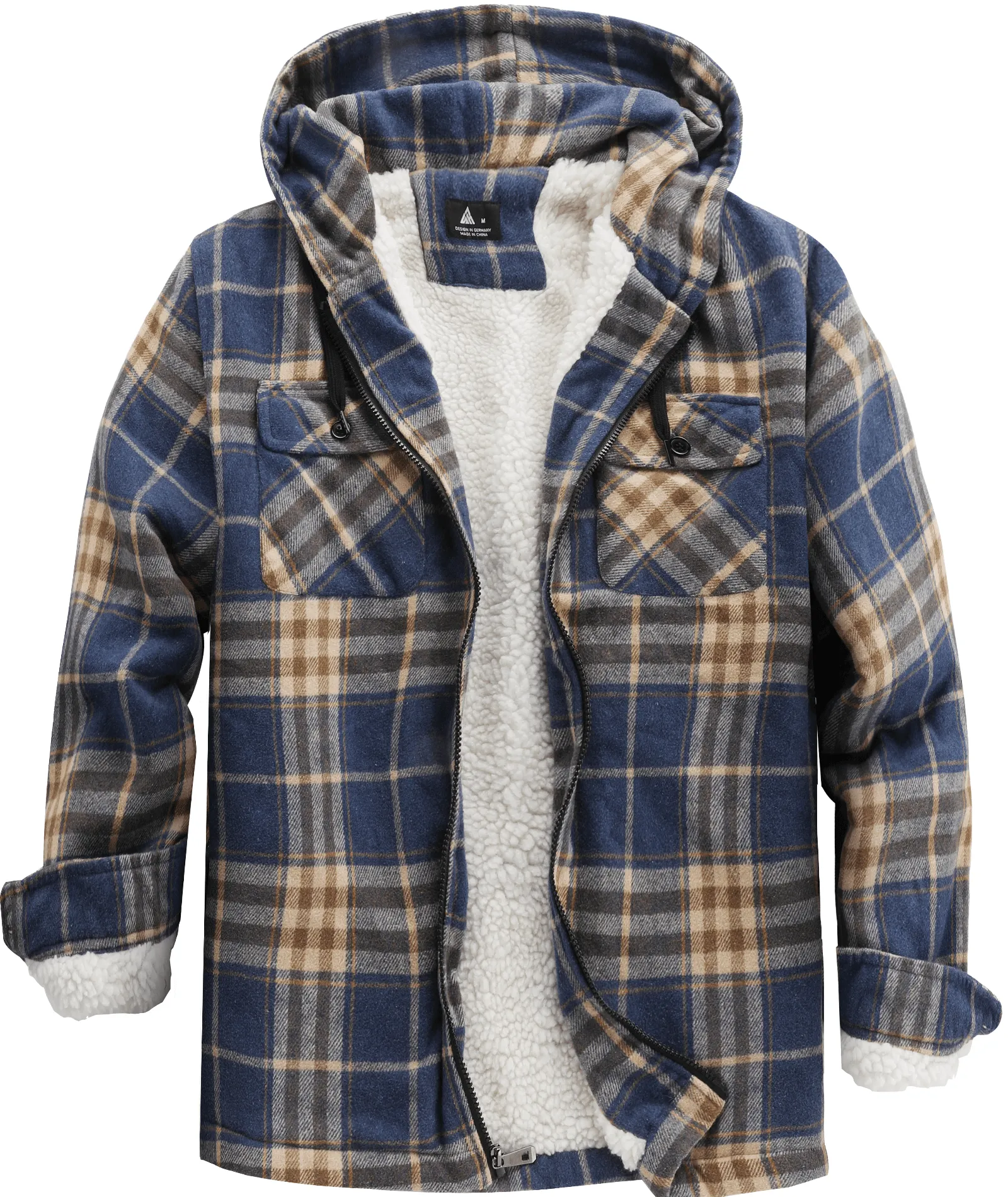 Men's full Zip Up Fleece Plaid Hoodie-ZPK006045