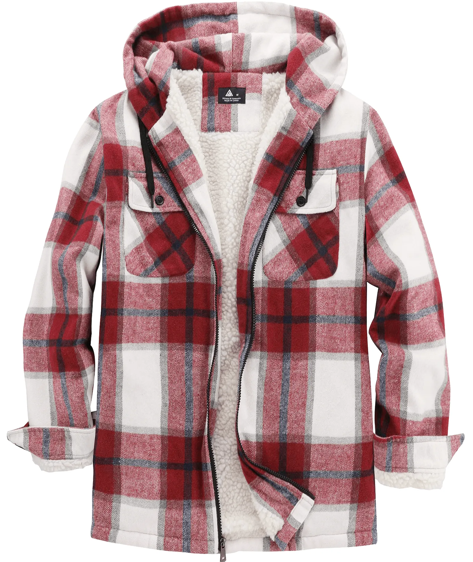 Men's full Zip Up Fleece Plaid Hoodie-ZPK006045