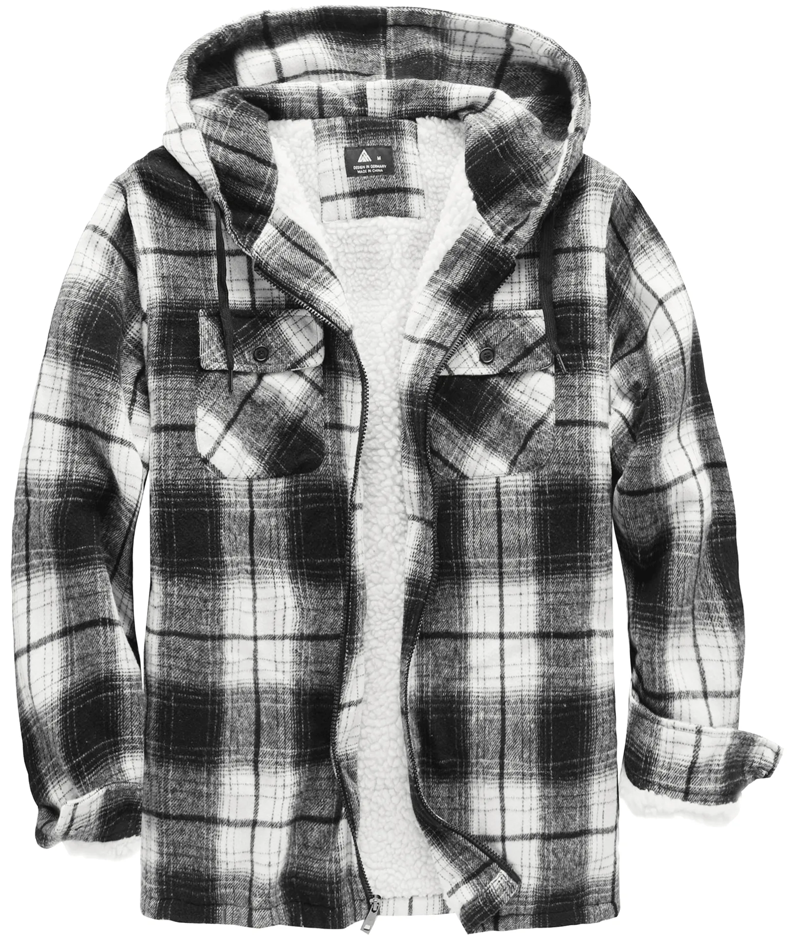 Men's full Zip Up Fleece Plaid Hoodie-ZPK006045