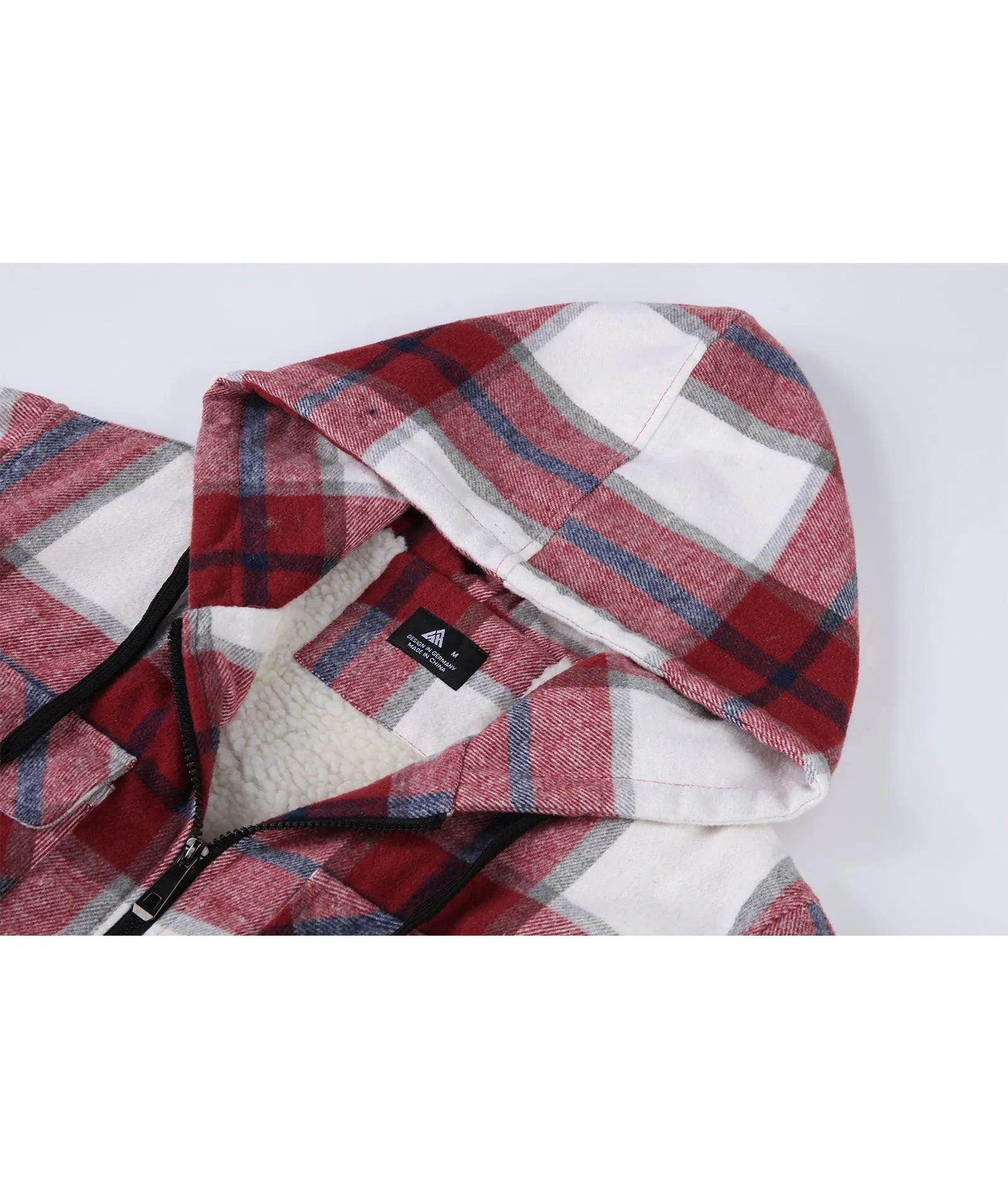 Men's full Zip Up Fleece Plaid Hoodie-ZPK006045