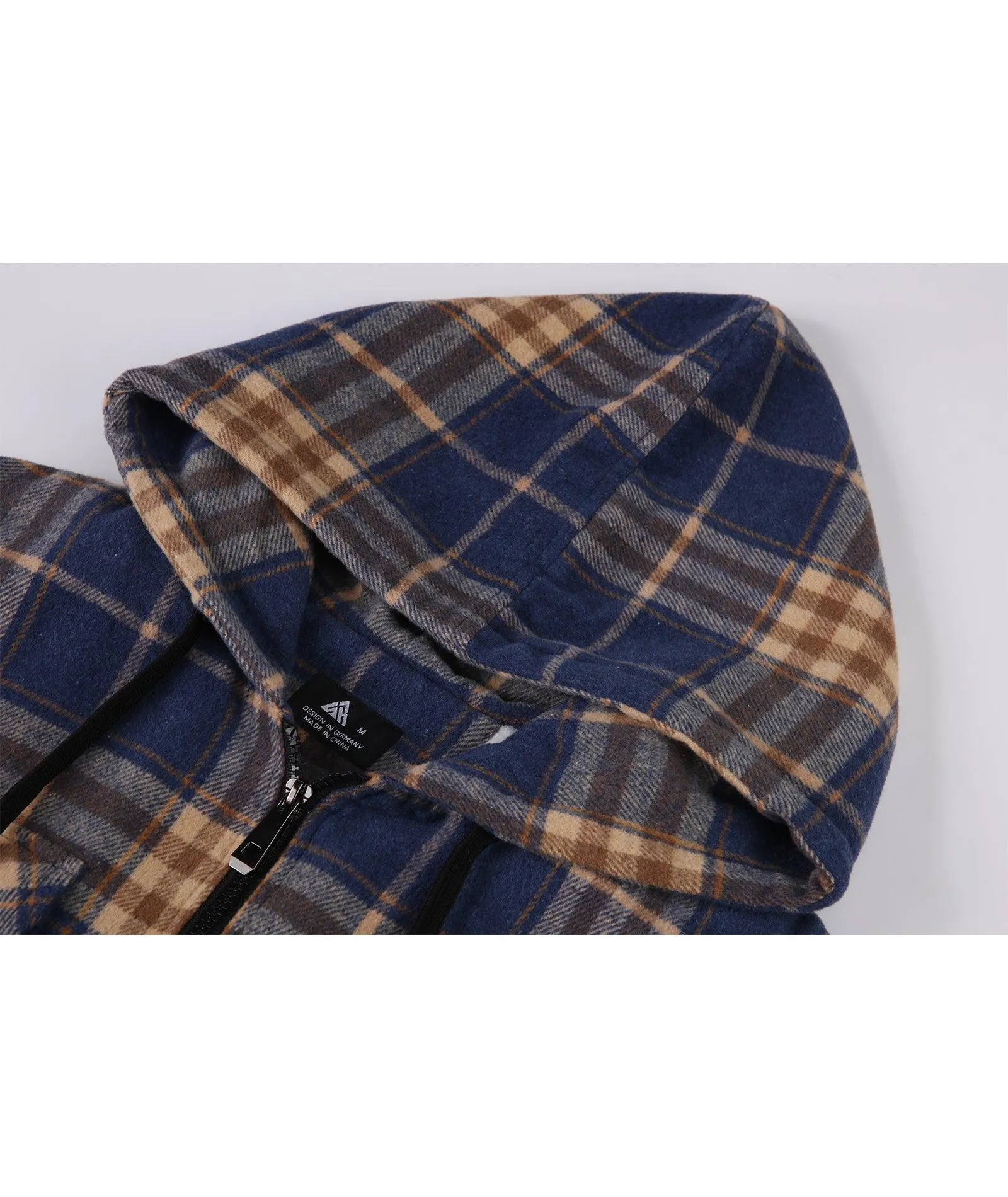 Men's full Zip Up Fleece Plaid Hoodie-ZPK006045