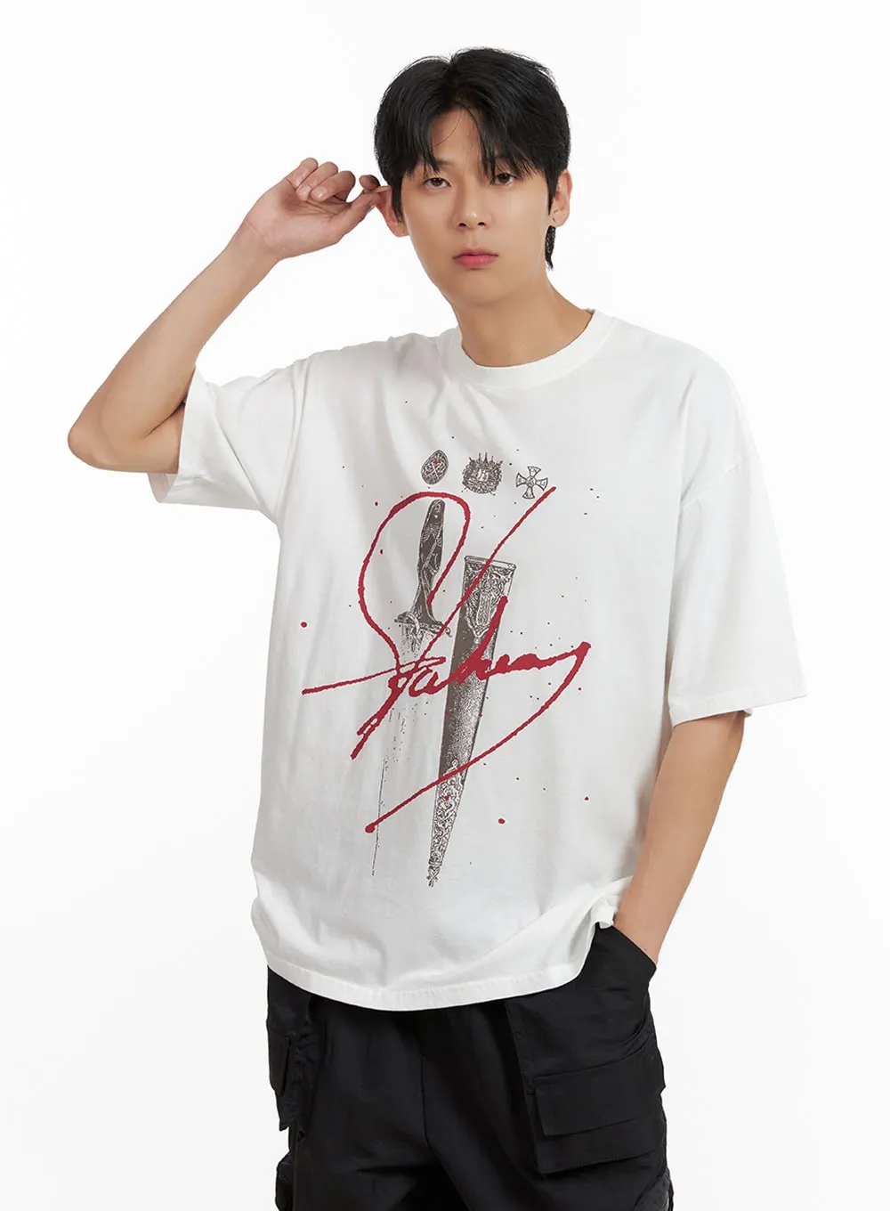 Men's Oversized Graphic Print T-Shirt IL403