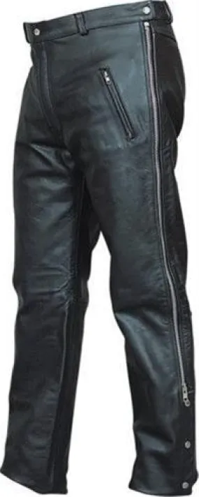 Men's Premium Buffalo Leather Pants with Side Zipper Elastic Waist