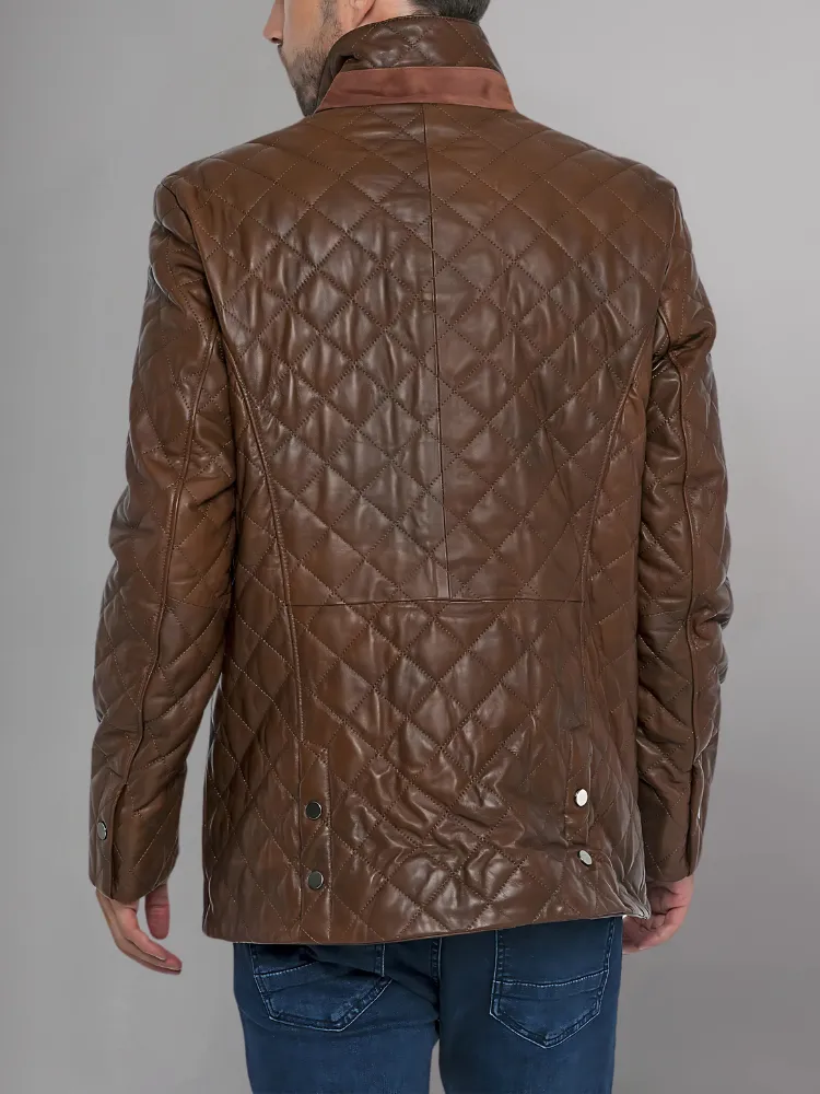 Men’s Quilted Black Cafe Racer Jacket