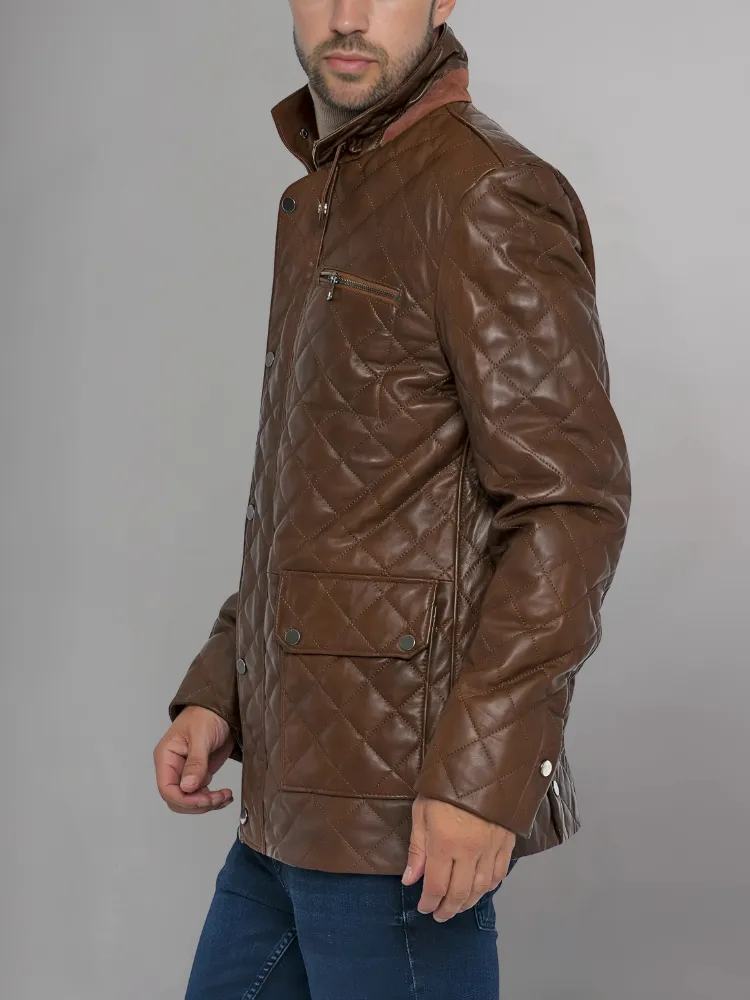 Men’s Quilted Black Cafe Racer Jacket