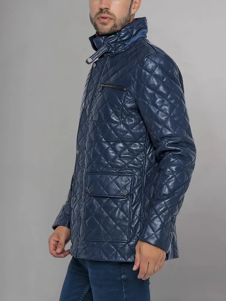 Men’s Quilted Black Cafe Racer Jacket