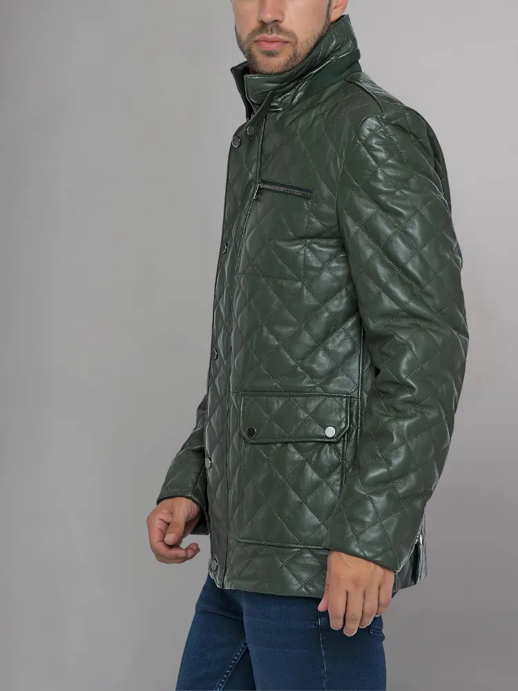 Men’s Quilted Black Cafe Racer Jacket