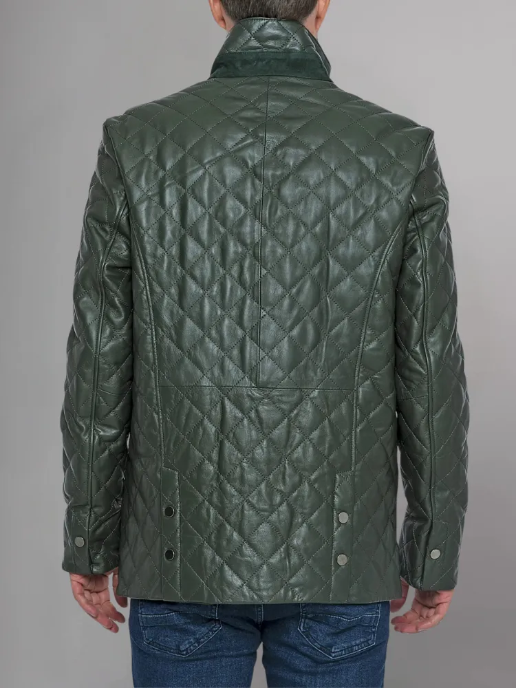 Men’s Quilted Black Cafe Racer Jacket