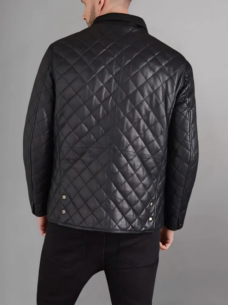 Men’s Quilted Black Cafe Racer Jacket