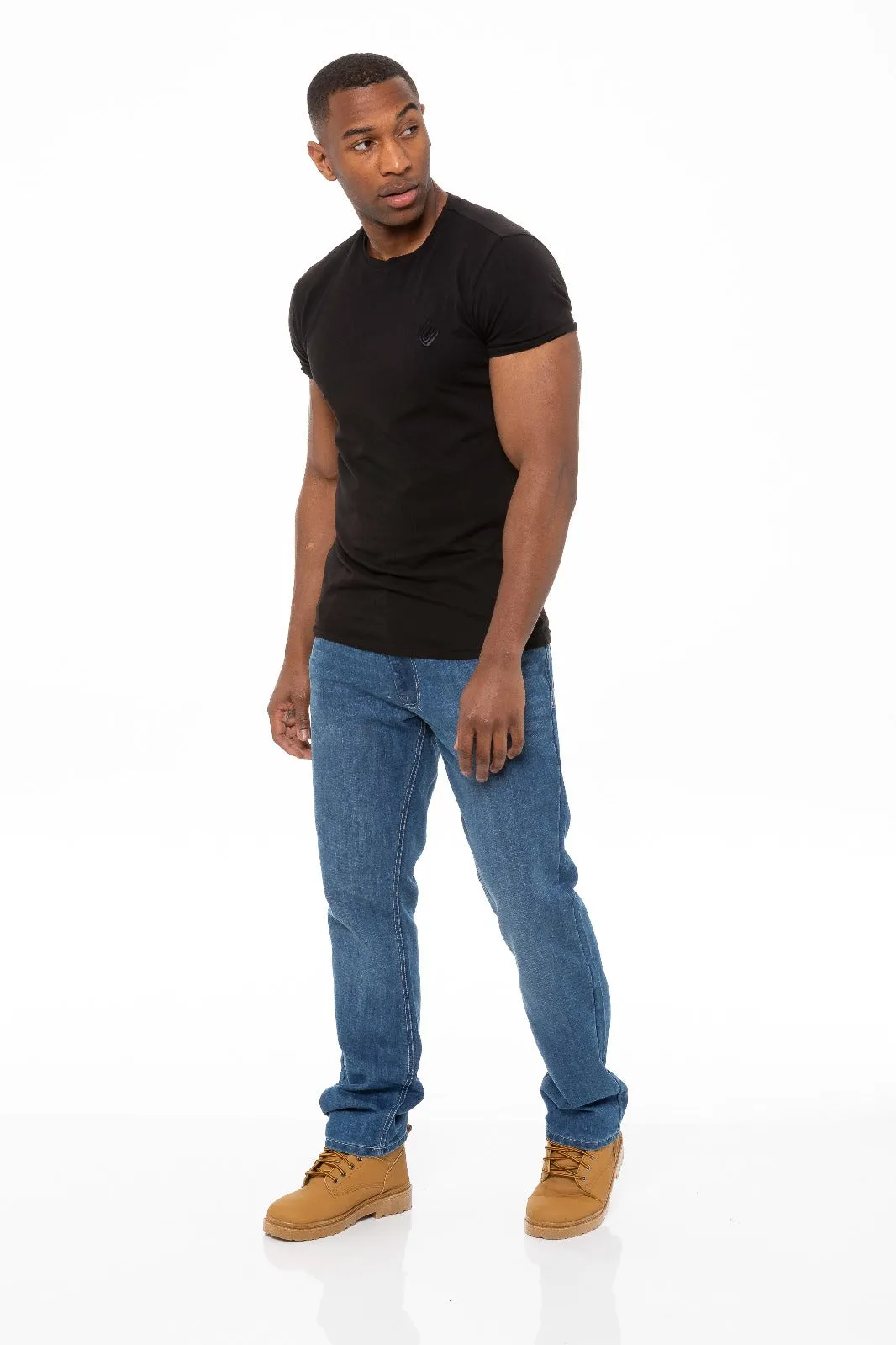 Mens Regular Tapered Fit Enzo Designer Jeans