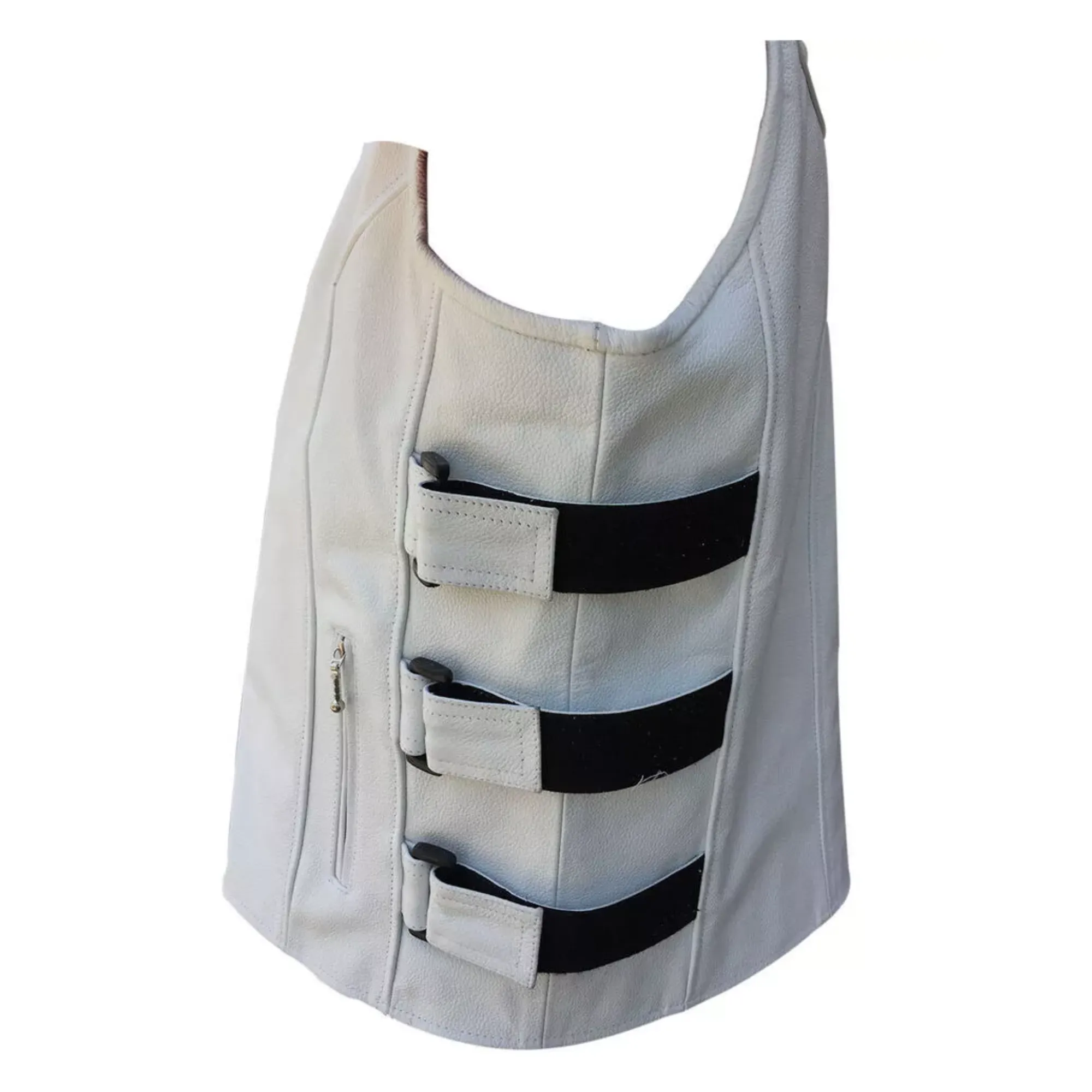 Mens White Leather Vest