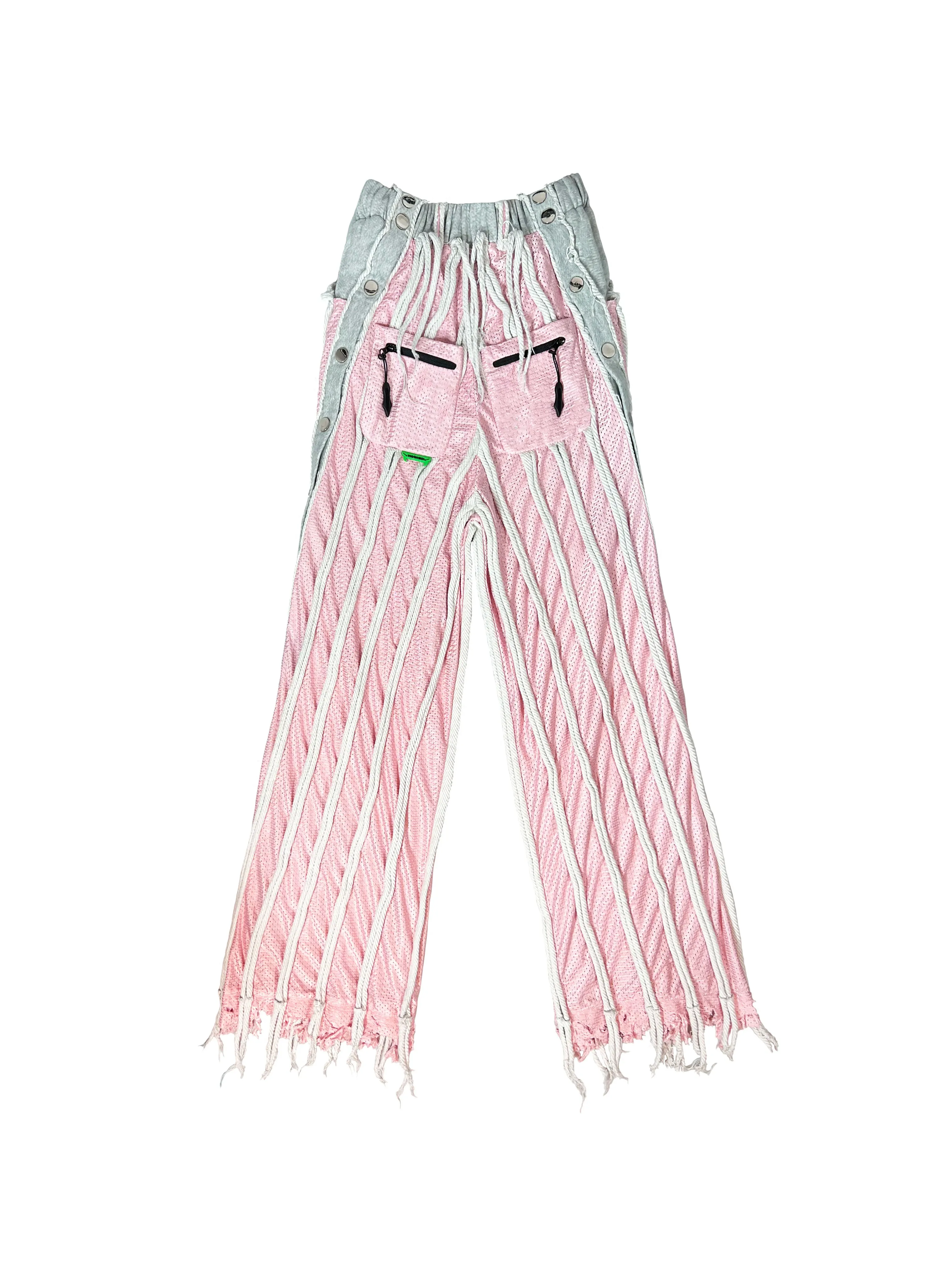 MESH COTTON STRIPED SWEATPANTS