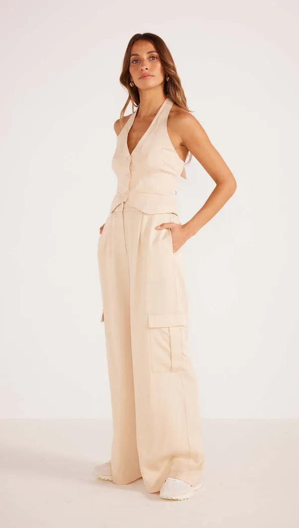 MinkPink Fabella Halter Vest in Beige