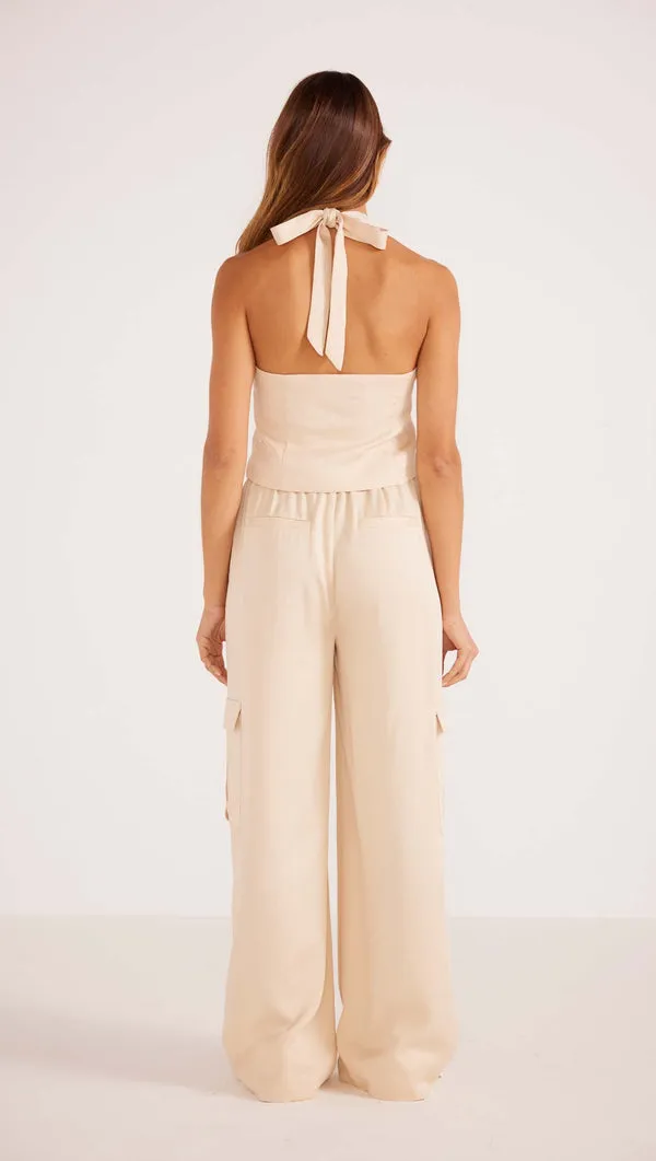 MinkPink Fabella Halter Vest in Beige