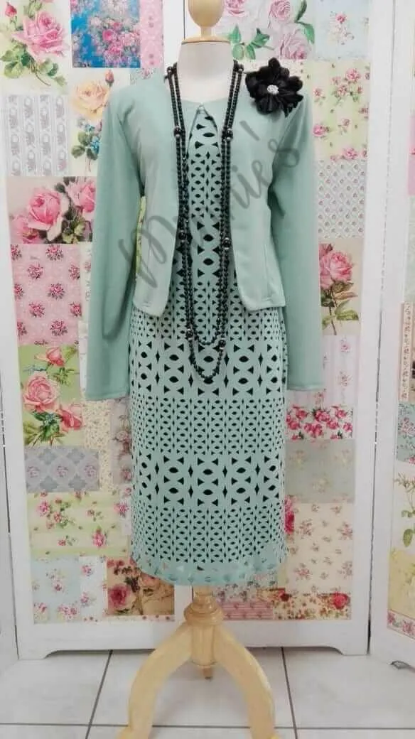 Mint Green & Black 2-Piece Dress Set BU0426