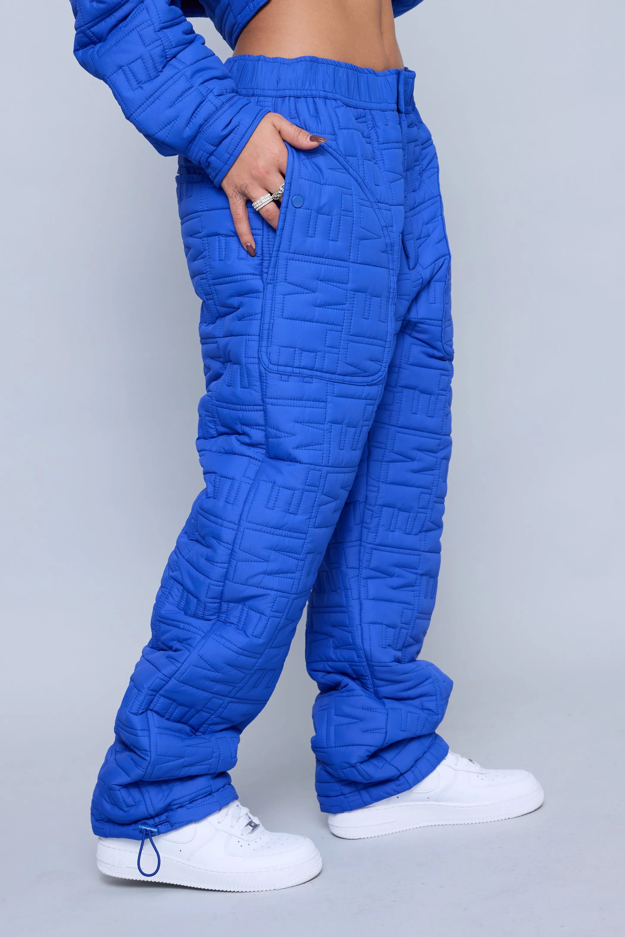 Monogram Quilted Puff Tech Pant - Cobalt