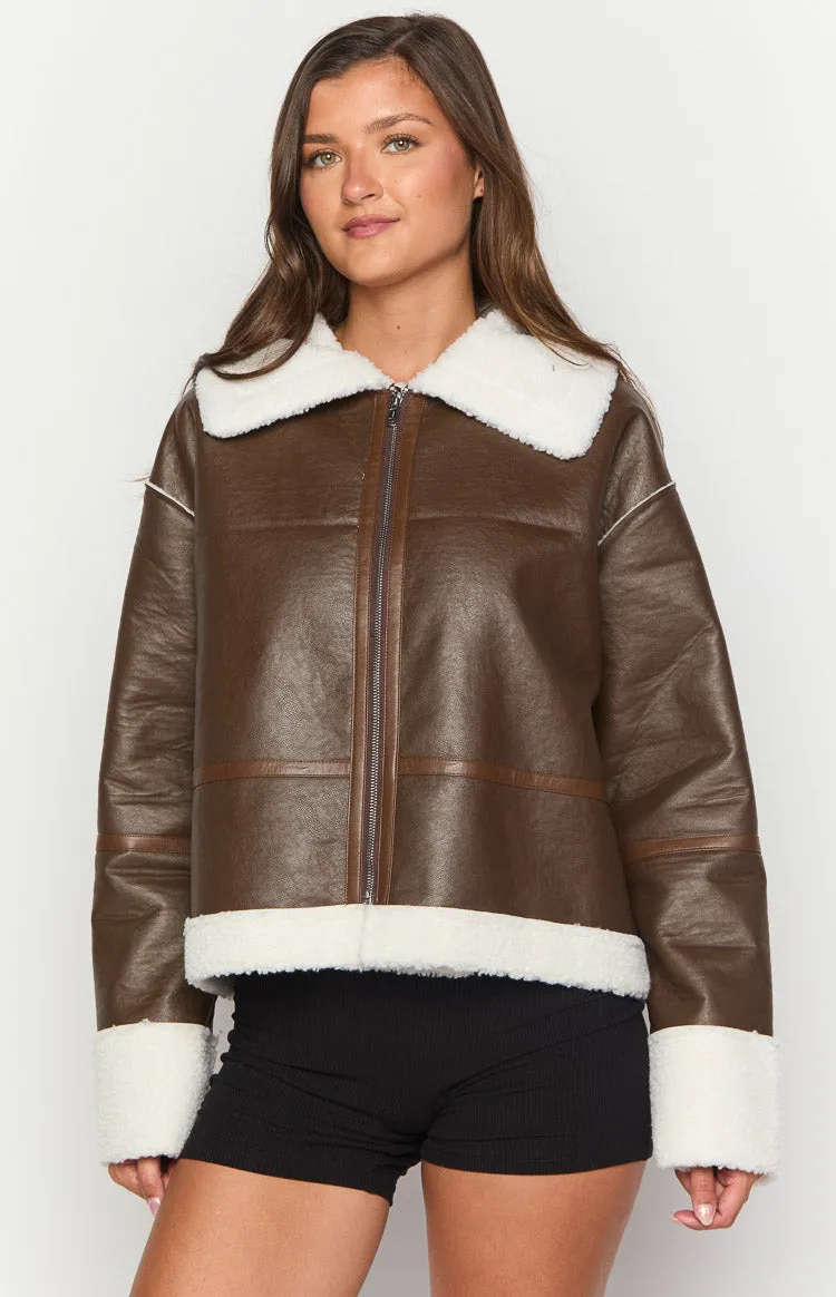 Myki Brown Sherpa Jacket