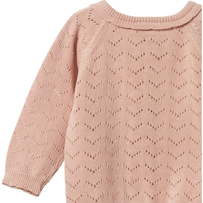 Nature Baby Piper Cardigan Rose Bud Pointelle