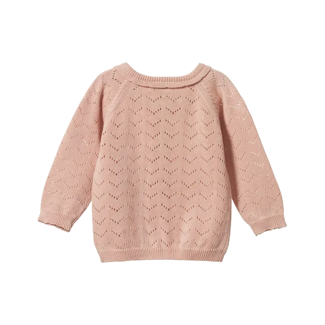 Nature Baby Piper Cardigan Rose Bud Pointelle