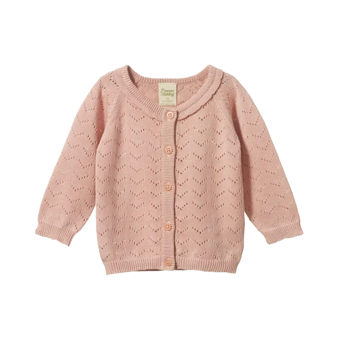 Nature Baby Piper Cardigan Rose Bud Pointelle