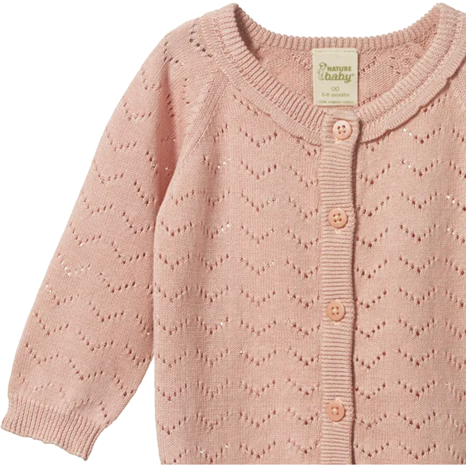 Nature Baby Piper Cardigan Rose Bud Pointelle