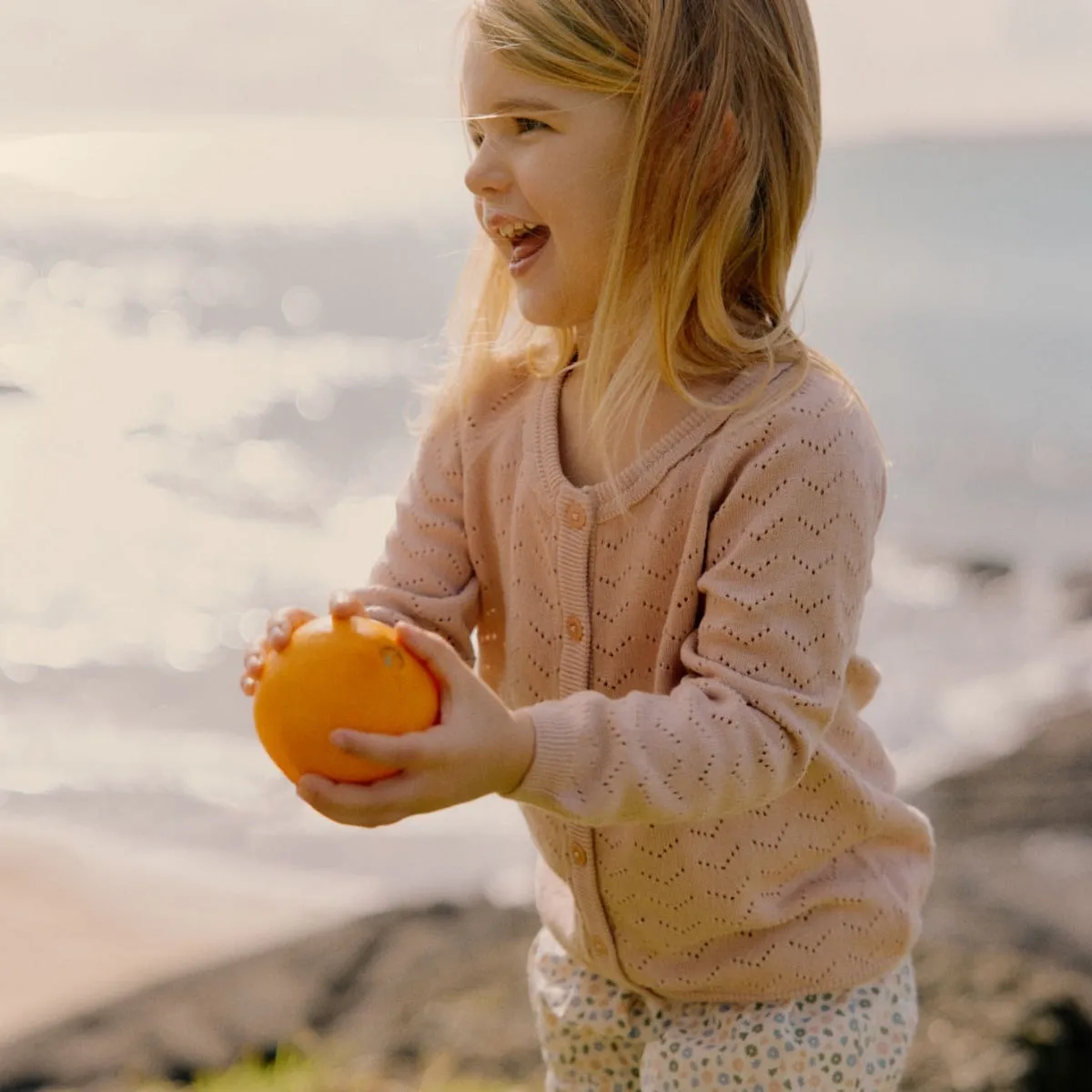 Nature Baby Piper Cardigan Rose Bud Pointelle