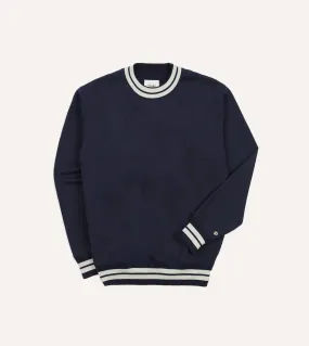 Navy Striped Rib Cotton Jersey Sweatshirt