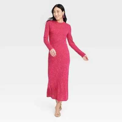 New - A New Day Women's Floral Pointelle Maxi Dress Long Sleeve