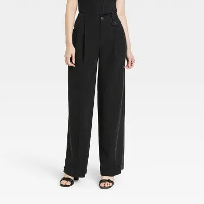 New - A New Day Women's Wide Leg Relaxed High Rise Baggy Wide Leg Trousers