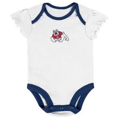 New - NCAA Fresno State Bulldogs Infant Girls' 3pk Bodysuit Set - 3-6M