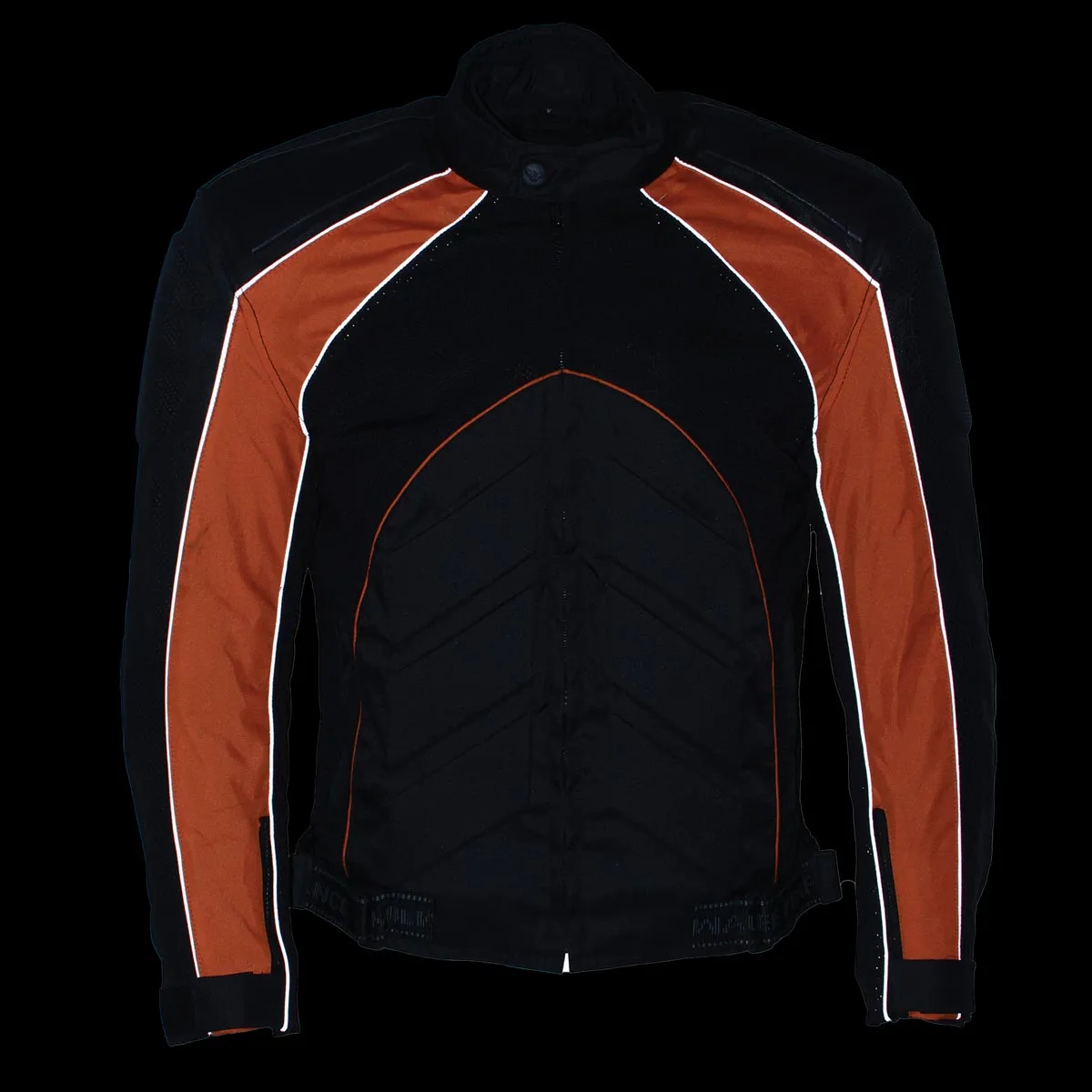 NexGen SH2153 Men's Black and Orange CE Armored Motorcycle Textile and Leather Combo Jacket