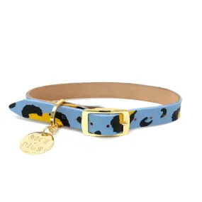 Nice Digs Leather Collar - Animal Collar- Sky