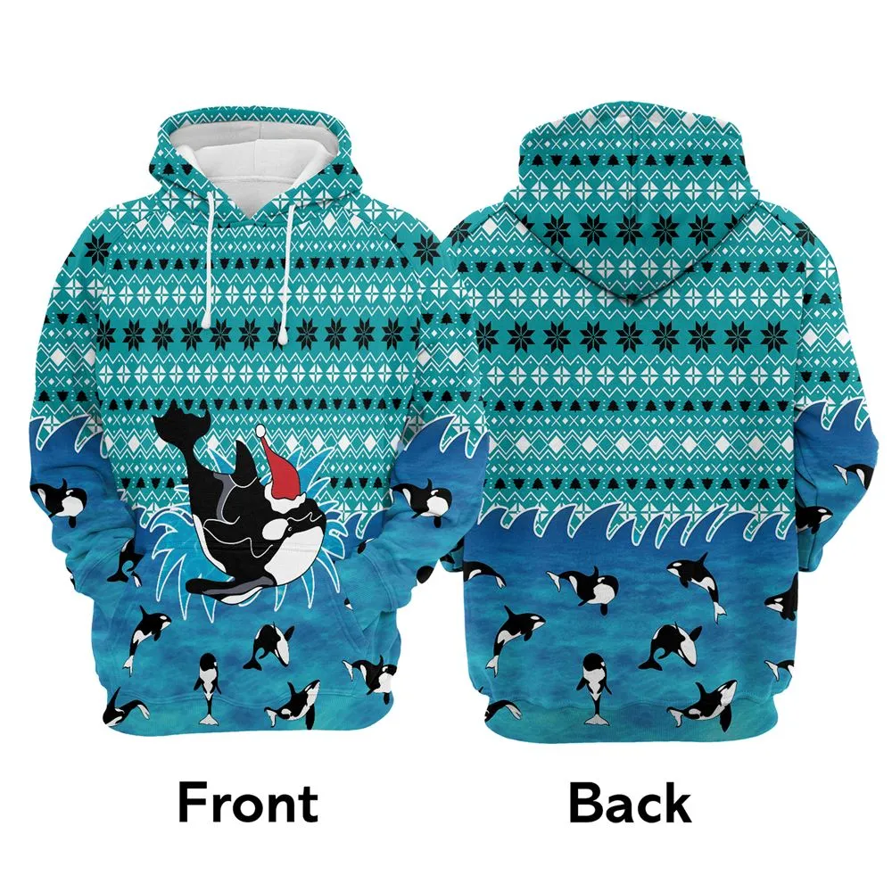 Orca Christmas All Over Print 3D Hoodie For Men And Women, Best Gift For Dog lovers, Best Outfit Christmas