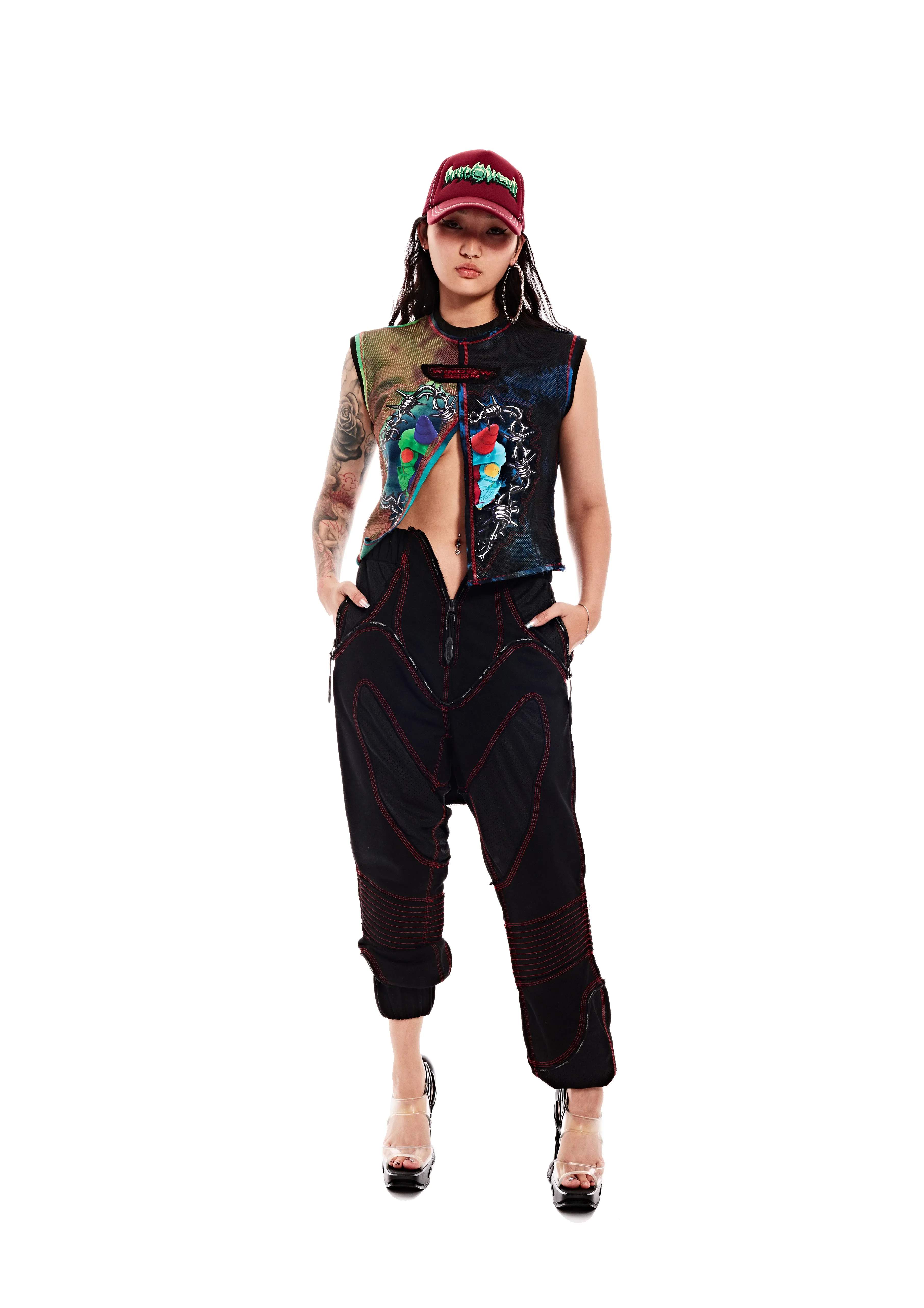 PANELED MESH COTTON SWEATPANTS