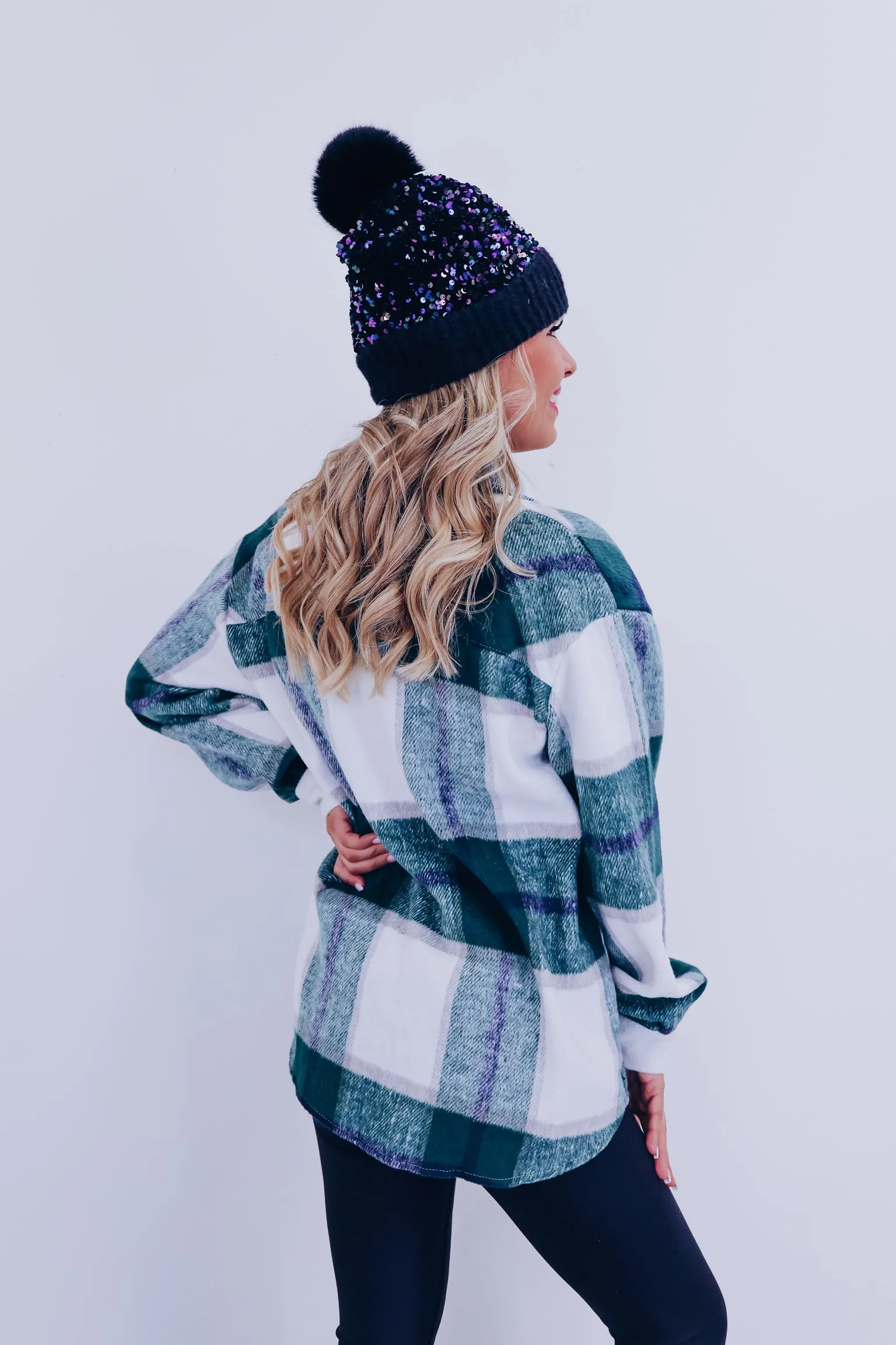 Peppy Plaid Flannel Shacket -Green