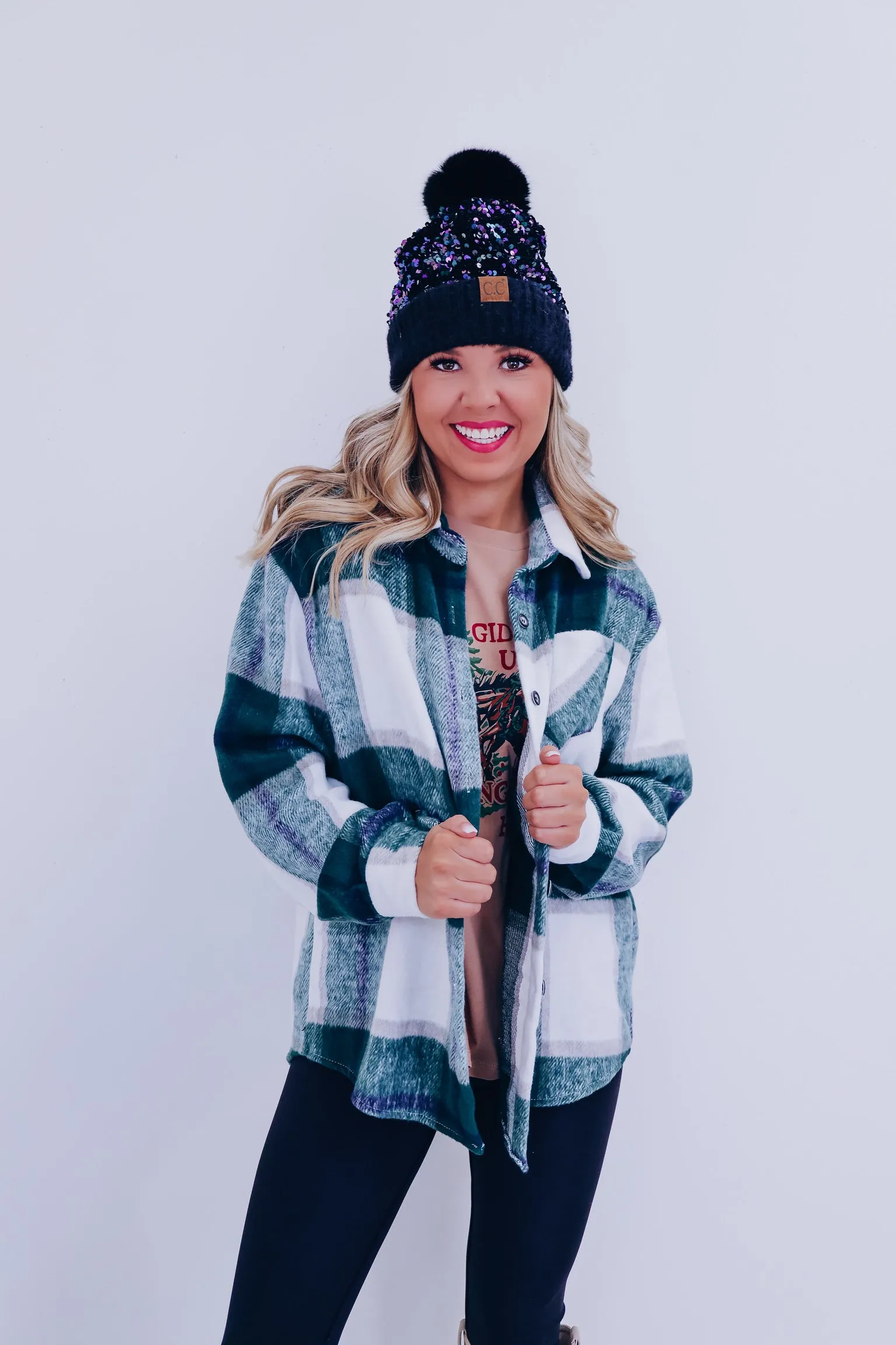 Peppy Plaid Flannel Shacket -Green