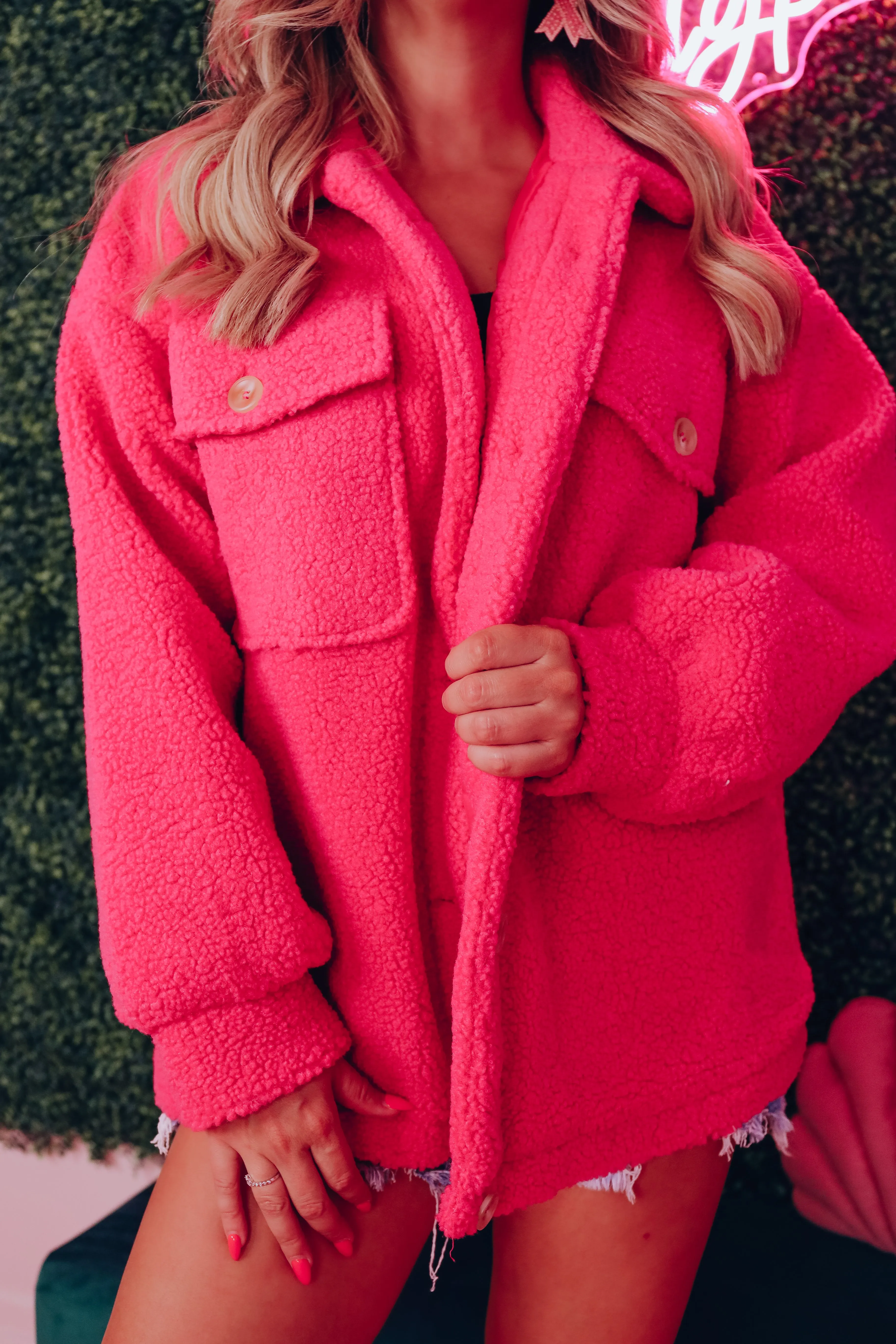 Persian Pink Sherpa Shacket