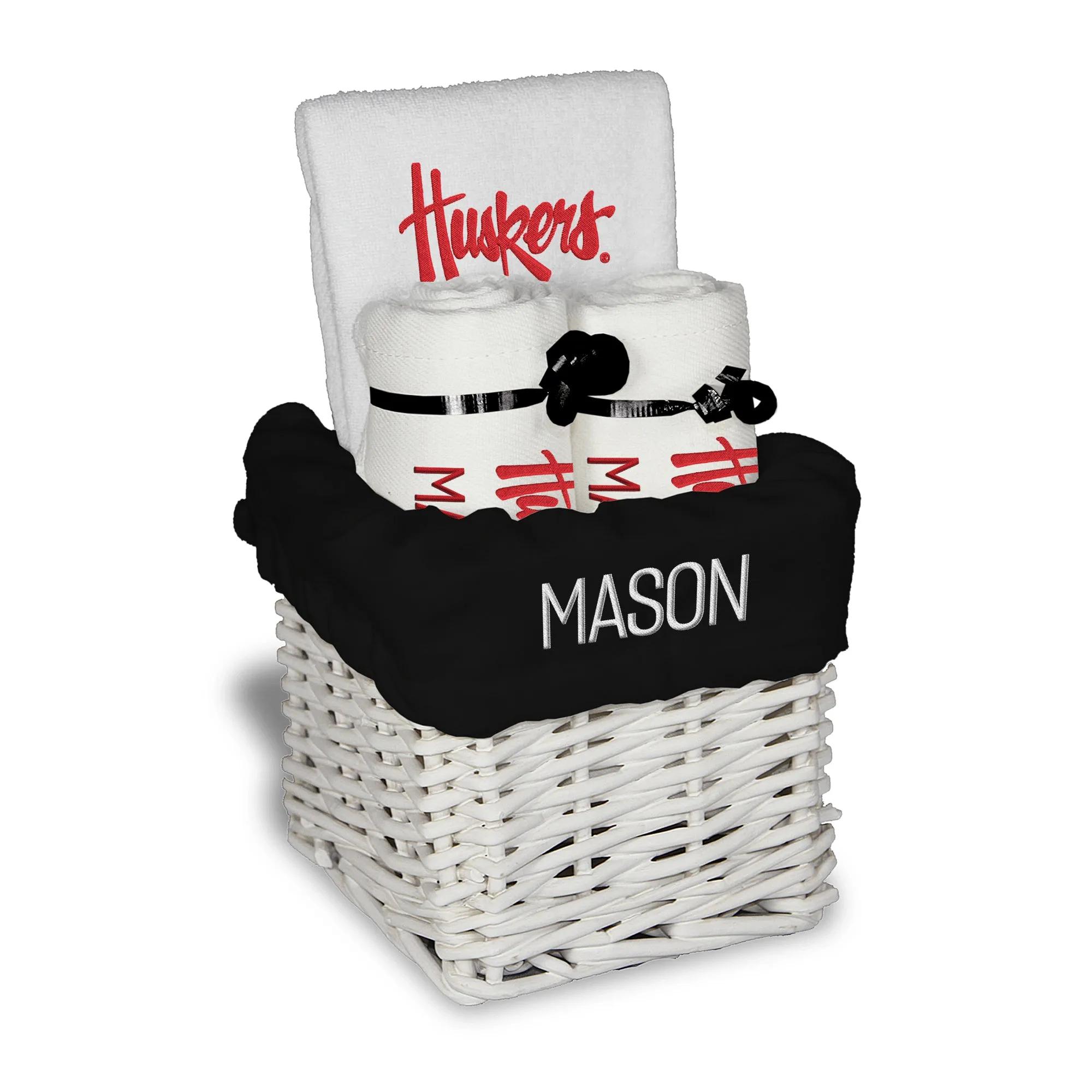 Personalized Nebraska Cornhuskers Script Huskers Small Basket - 4 Items