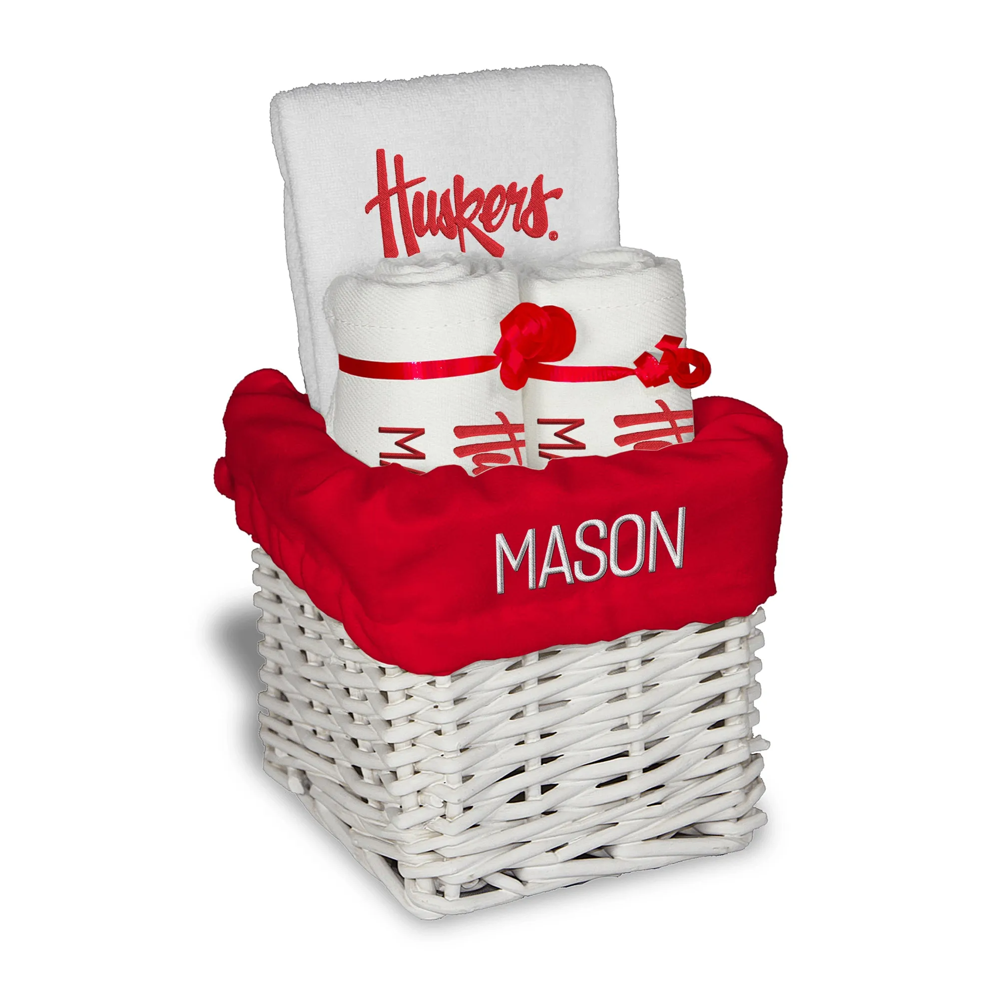 Personalized Nebraska Cornhuskers Script Huskers Small Basket - 4 Items