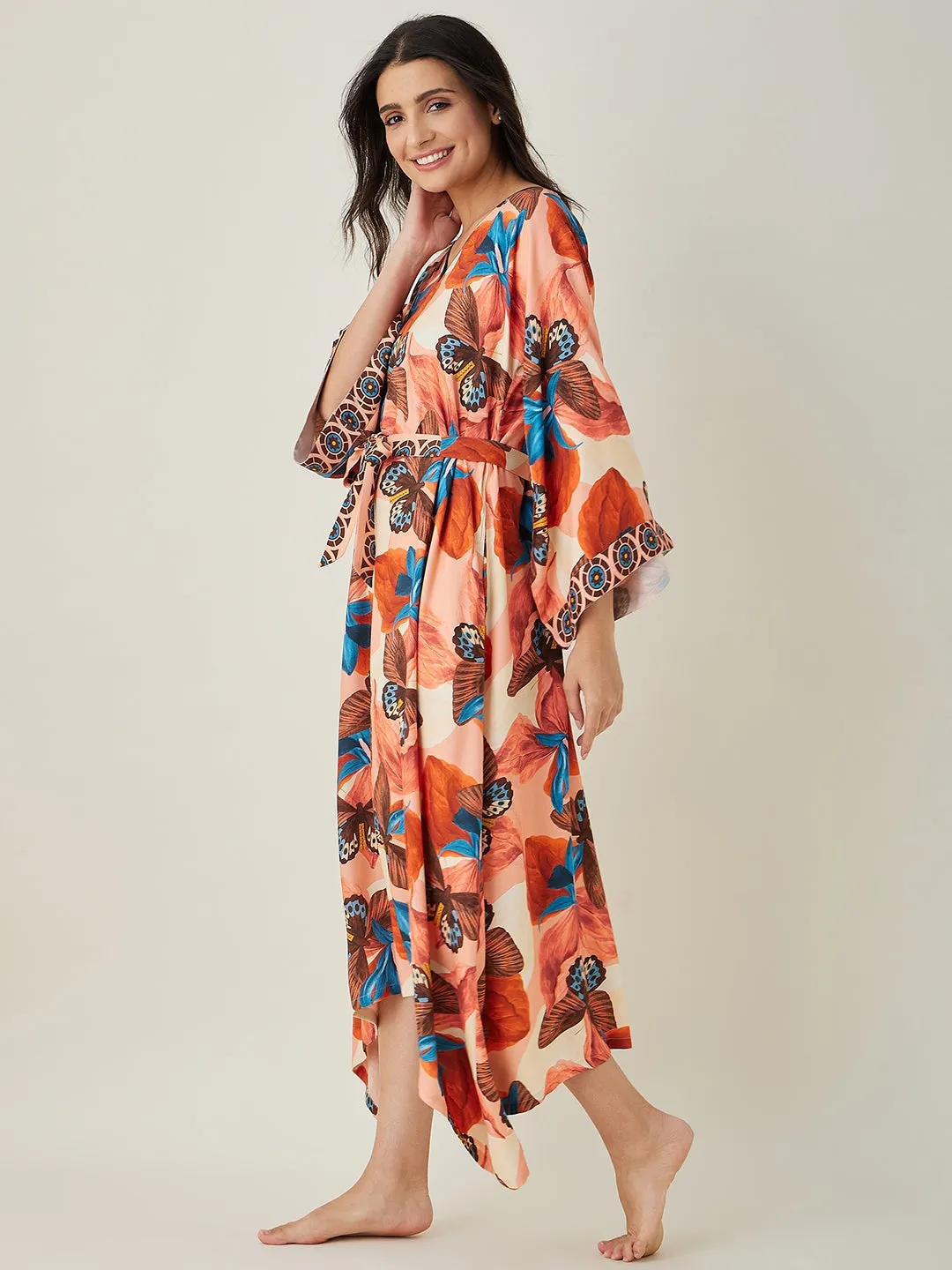 Pink Butterfly Maxi Loungedress