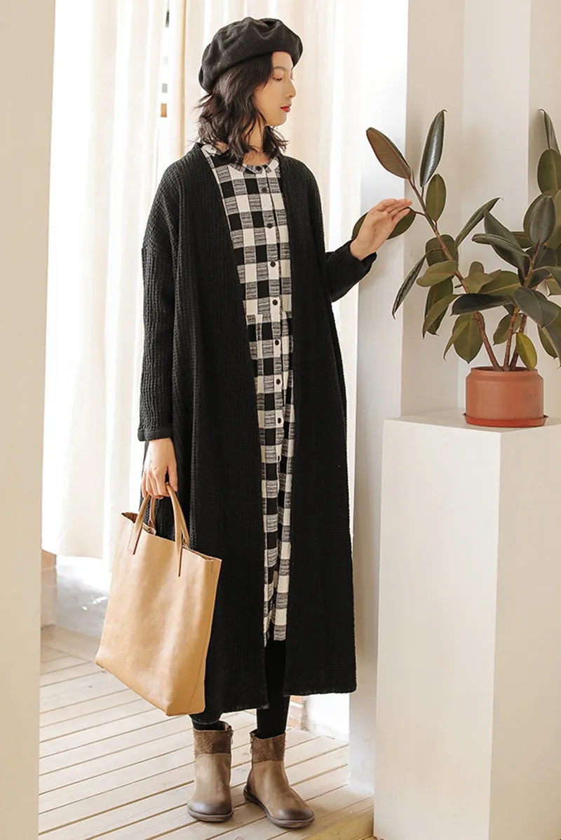 Plaid Long Shirt Dress For Women Q91009